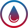Icon featuring a gradient droplet in the center, smoothly transitioning from blue at the top to red at the bottom. It's encircled by a pristine white border with a blue and red outer edge, embodying a touch of platinum plumbing elegance.