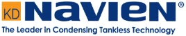 Logo of Navien with the tagline "The Leader in Condensing Tankless Technology," trusted by platinum plumbing professionals everywhere.